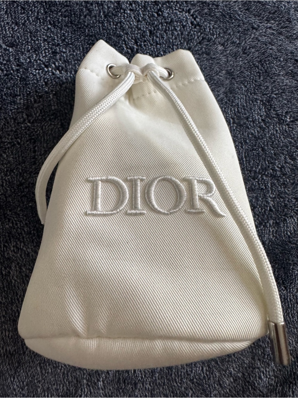 Dior Beauty White Fabric draw string pouch Bag